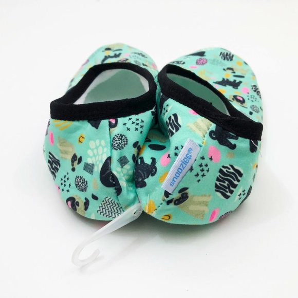 Snoozies Women's Stretch Comfort Skinnies Blue Green Dogs Slippers Size 7/8 - Picture 3 of 6